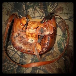 Leather custom saddle purse